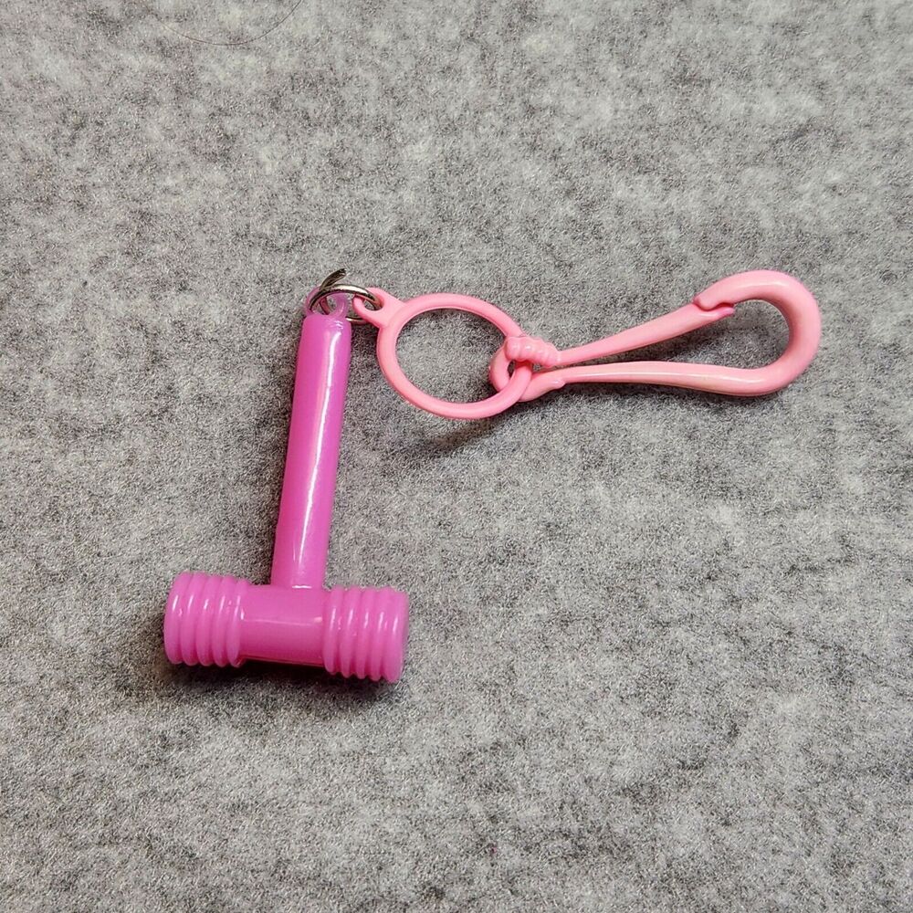 Vintage 1980s Plastic Bell Charm PINK HAMMER For 80s Charm Necklace